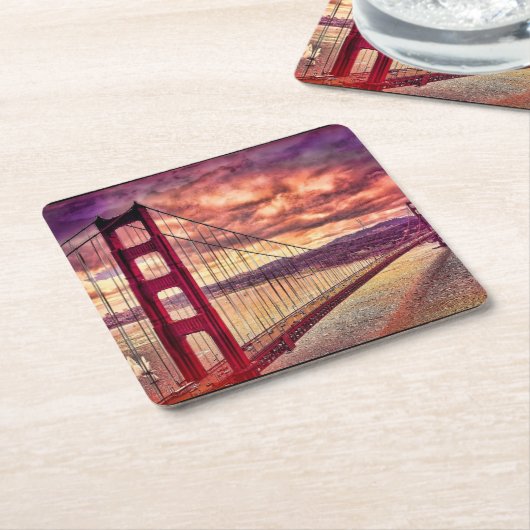 サンフランシスコ、カリフォルニアのゴールデンゲートブリッジ スクエアペーパーコースター (アングル)
