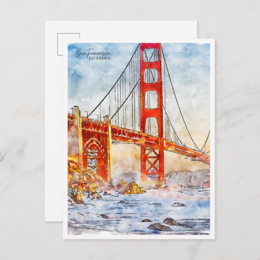サンフランシスコ・カリフォルニアのヴィンテージ旅行水の色 ポストカード (正面/裏面)