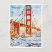 サンフランシスコ・カリフォルニアのヴィンテージ旅行水の色 ポストカード (正面)