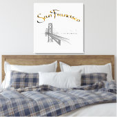 サンフランシスコ，カリフォルニアグレー金ゴールド キャンバスプリント (インサイチュ (寝室))