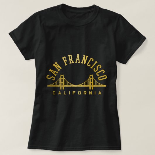 サンフランシスコ・カリフォルニアゴールデンゲートブリッジヴィンタグ Tシャツ (デザイン正面)