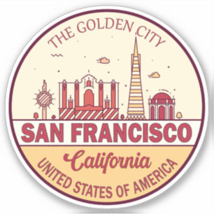 サンフランシスコ・カリフォルニアシティスカイラインエンブレム シール