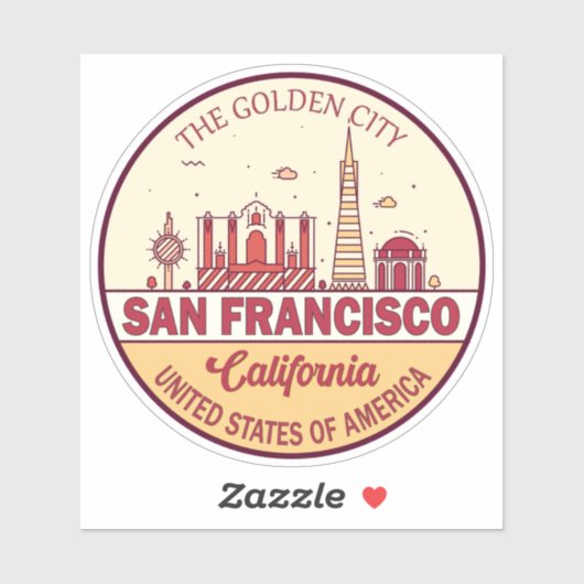 サンフランシスコ・カリフォルニアシティスカイラインエンブレム シール (シート)