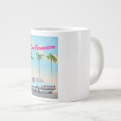 サンフランシスコ・カリフォルニアトロピカルトラベルポスター ジャンボコーヒーマグカップ (正面右)