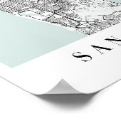 サンフランシスコ・カリフォルニアブルーウォーター通りの地図 ポスター (角)