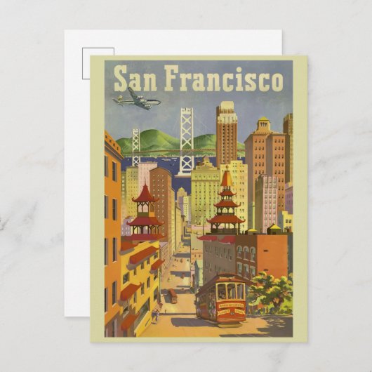 サンフランシスコ・カリフォルニアヴィンテージ旅行ポスター ポストカード (正面/裏面)