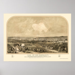 サンフランシスコ,カリフォルニア州パノラママップ – 1851 ポスター