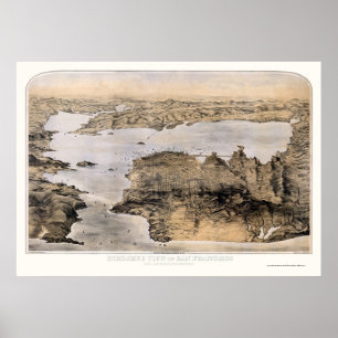 サンフランシスコ,カリフォルニア州パノラママップ – 1876 ポスター