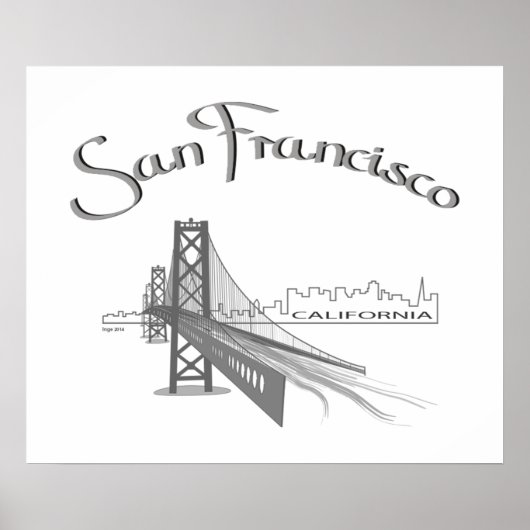 サンフランシスコ,カリフォルニア州 – グレー ポスター (正面)