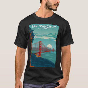 サンフランシスコ・カリフォルニア旅行ポスターゴールデンゲート Tシャツ