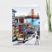 サンフランシスコ，カリフォルニア漫画ブックスタイルアート カード (正面)