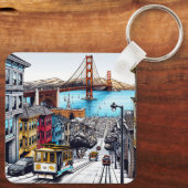 サンフランシスコ，カリフォルニア漫画ブックスタイルアート キーホルダー (裏面)