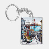 サンフランシスコ，カリフォルニア漫画ブックスタイルアート キーホルダー (正面左)