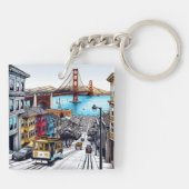 サンフランシスコ，カリフォルニア漫画ブックスタイルアート キーホルダー (裏面)