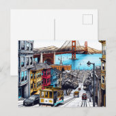 サンフランシスコ，カリフォルニア漫画ブックスタイルアート ポストカード (正面/裏面)