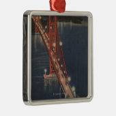 サンフランシスコ、カリフォルニア-ゴールデンゲートの夜眺め メタルオーナメント (右)