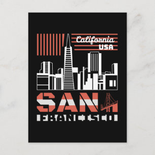 サンフランシスコ カリフォルニア スカイライン レトロ アーバンデザイン ポストカード