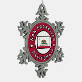 サンフランシスコ・カリフォルニア スノーフレークピューターオーナメント (左)
