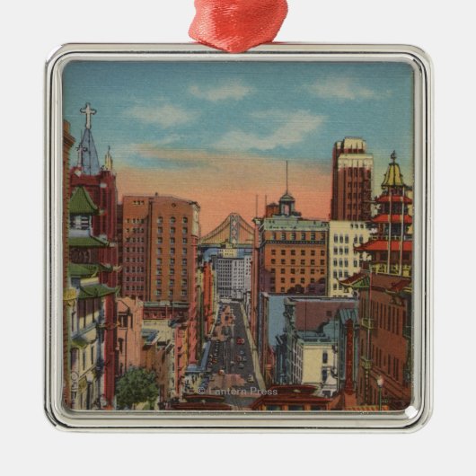 サンフランシスコ、カリフォルニア-上がるケーブル・カー メタルオーナメント (正面)