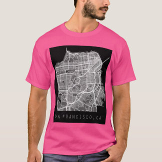 サンフランシスコ カリフォルニア CA 市街地図 モノクロ Tシャツ
