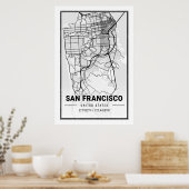 サンフランシスコ・カリフォルニアUSAシティトラベルシティマップ ポスター (キッチン)
