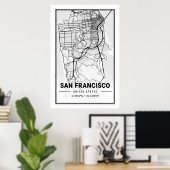 サンフランシスコ・カリフォルニアUSAシティトラベルシティマップ ポスター (ホームオフィス)