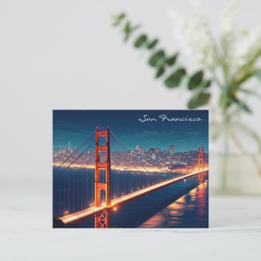 サンフランシスコ・ゴールデンゲートブリッジナイトのはがき ポストカード (スタンド正面)