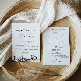 サンフランシスコ スカイライン 結婚式プログラム 5x7 カード