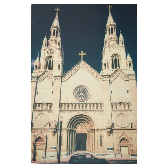 サンフランシスコ・セント・ペテロとポール・チャーチのフロントビュー メタルプリント (正面)