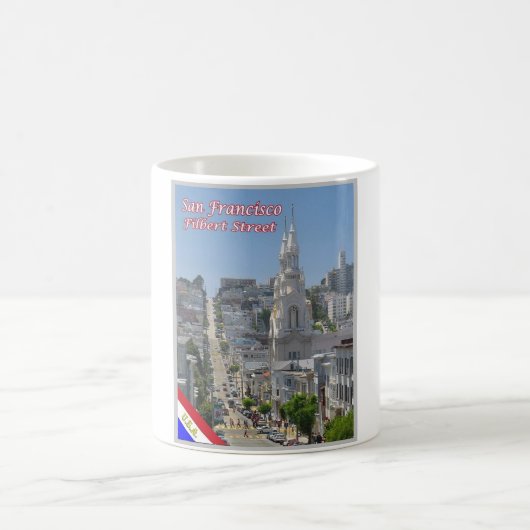 サンフランシスコ – フィルバート通り-統一された州- コーヒーマグカップ (中央)