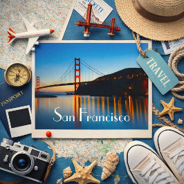 サンフランシスコ - ベイエリアの輝く夜景 ポストカード