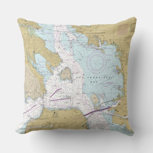 サンフランシスコ・ベイ航海のチャート クッション (正面)