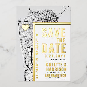 サンフランシスコ ラブ ロケーター 結婚式 Save the Date 箔招待状