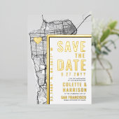 サンフランシスコ ラブ ロケーター | 結婚式 Save the Date 箔招待状 (立ち正面)