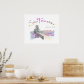 サンフランシスコ、レインボーカラー付きCA ポスター (キッチン)