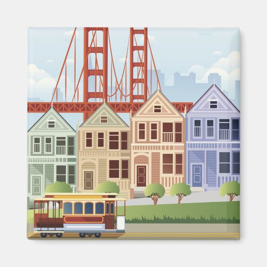 サンフランシスコ |レディース絵を描ズ マグネット (正面)