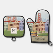 サンフランシスコ |レディース絵を描ズ 鍋つかみ&鍋敷きセット (正面)