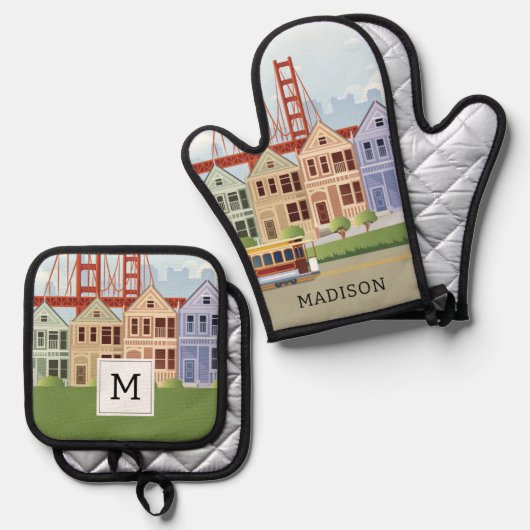 サンフランシスコ |レディース絵を描ズ 鍋つかみ&鍋敷きセット (正面/裏面)