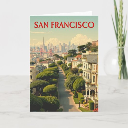 サンフランシスコ,ロンバード通り | ヴィンテージレトロカード ノートカード (正面)