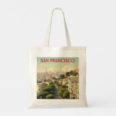 サンフランシスコ，ロンバード通り | ヴィンテージレトロ トートバッグ (裏面)
