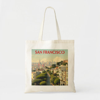 サンフランシスコ，ロンバード通り | ヴィンテージレトロ トートバッグ