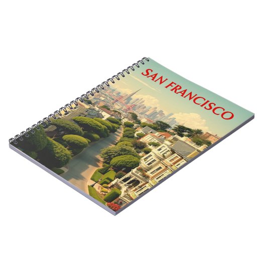 サンフランシスコ,ロンバード通り | ヴィンテージレトロ ノートブック (左側)