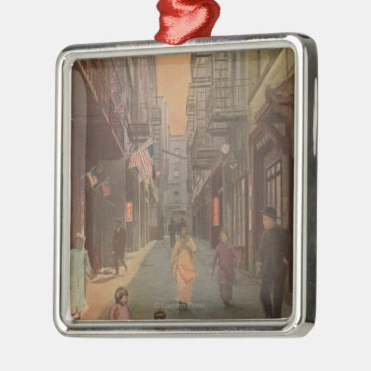 サンフランシスコ、中華街の古い通りのCAView メタルオーナメント (左)