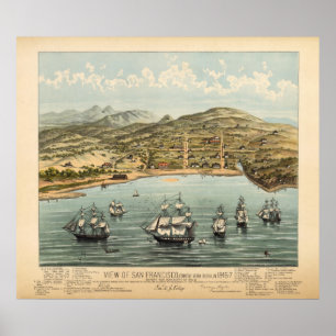 サンフランシスコ、1847年の(Bosqui) BigMapBlog.com ポスター