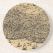 サンフランシスコ(1875年)のヴィンテージの絵解き地図 コースター (正面)