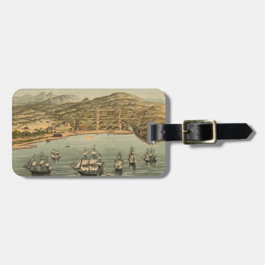 サンフランシスコ(1884年)のヴィンテージの絵解き地図 ラゲッジタグ (正面横)