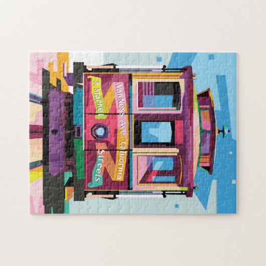 サンフランシスコCAアートにトロリカラフルーポップ・アートの ジグソーパズル (横)