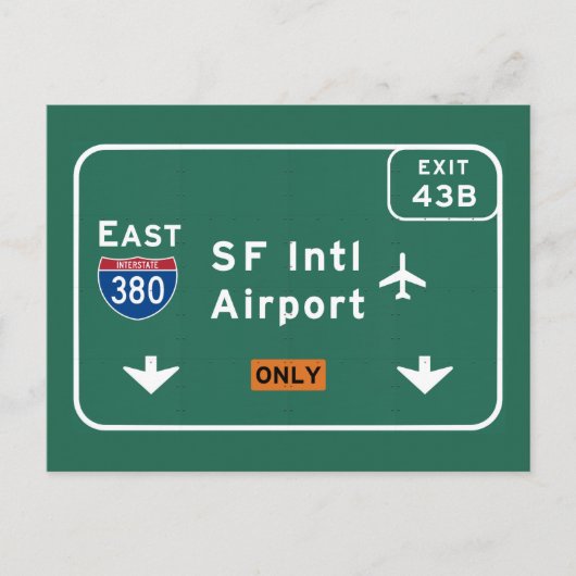 サンフランシスコCA SFO空港I-380 Eインターステート –  ポストカード (正面)