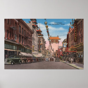 サンフランシスコCAView of Chinatownメイン通り ポスター