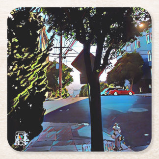 サンフランシスコNobの丘の紙のコースター スクエアペーパーコースター